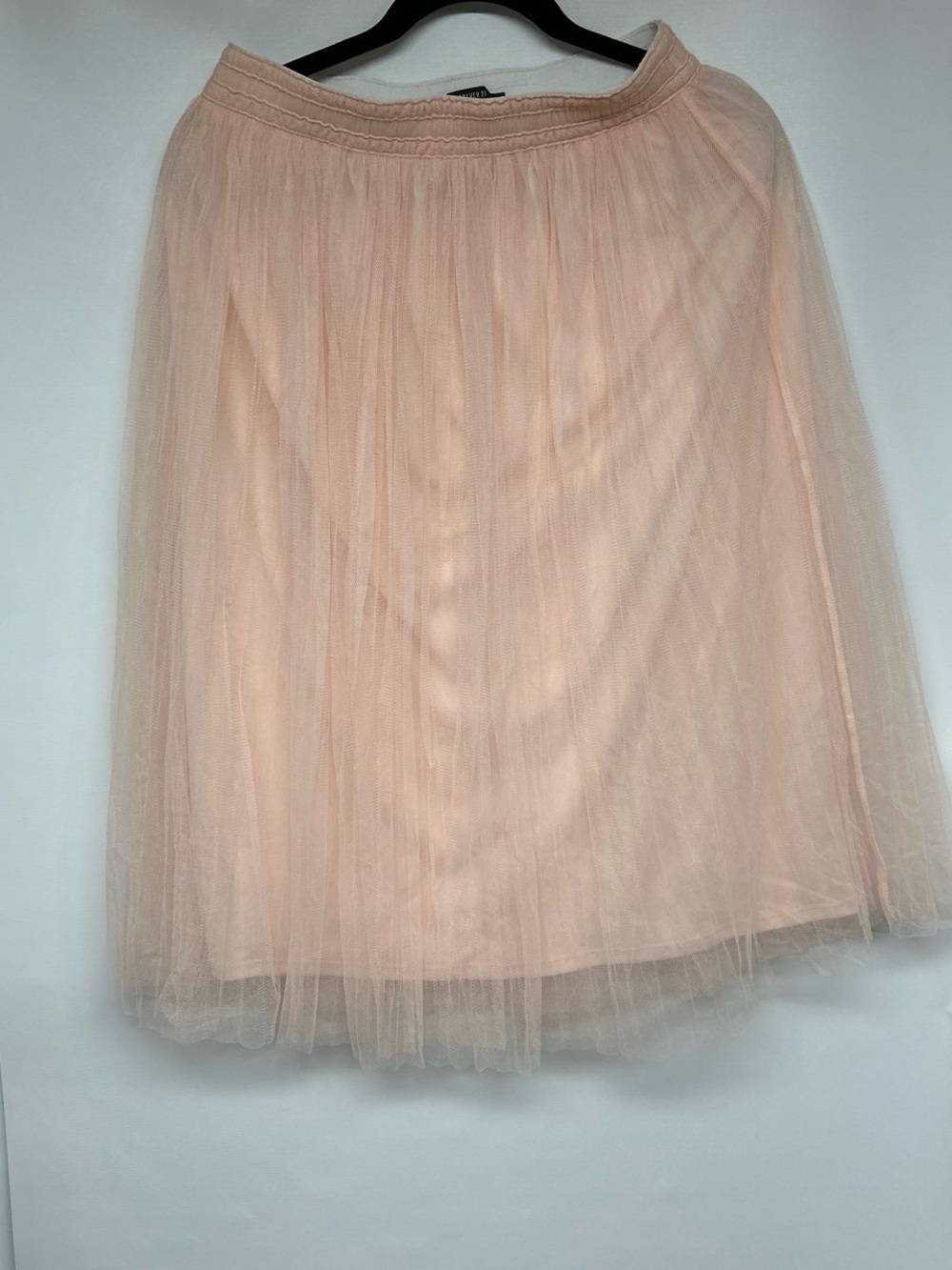 Women's Blush Tulle Midi Skirt - Elegant Layered Design